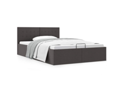 Cama Hidráulica C/ Arrumação 140x200cm Tecido Cinzento-escuro