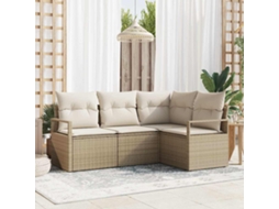 Vidaxl Conjunto De Sofás 4 Unid. Bege E Creme Vime Pe