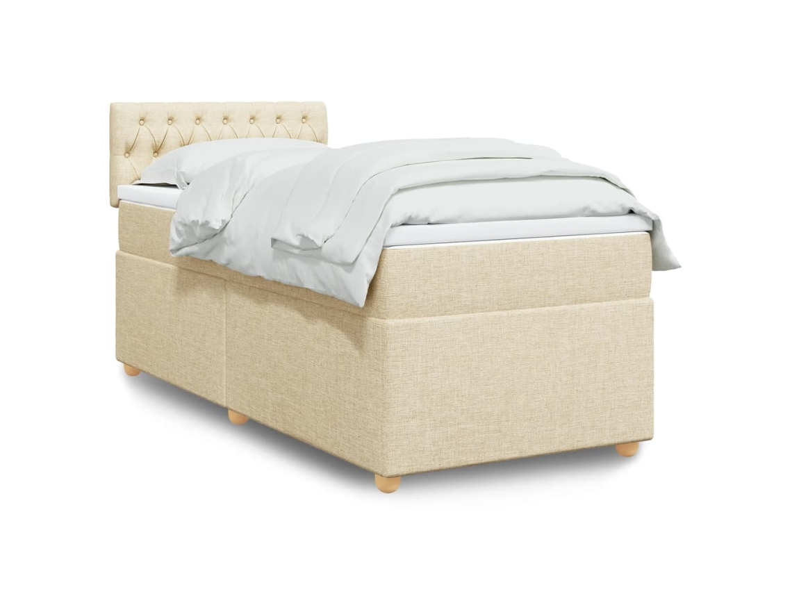 Vidaxl Cama Com Molas/colchão 90x190 Cm Tecido Cor Creme