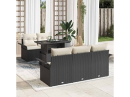 Vidaxl Conjunto De Sofá De Jardim 6 Unid. Preto Vime Pe