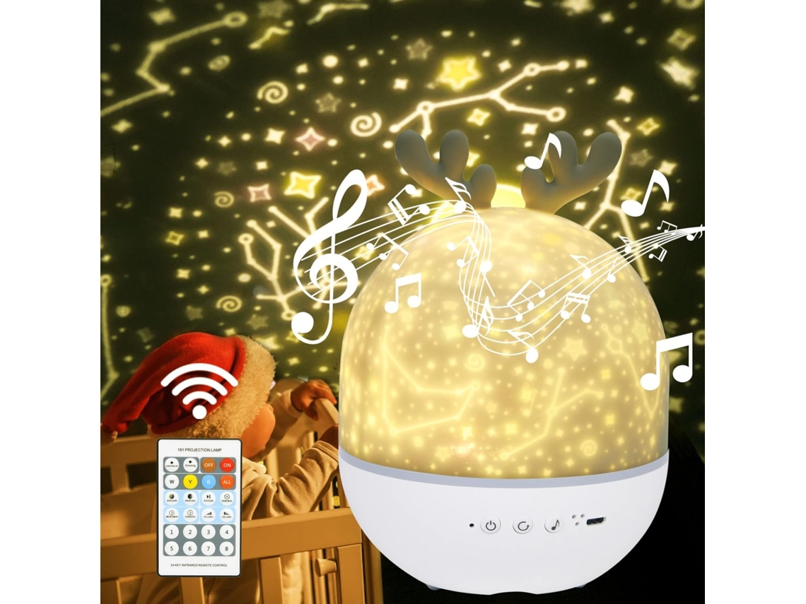 Projetor De Cu Estrelado Com Luz Noturna, Luz Noturna Led Giratria Com Msica Para Quarto Infantil. Aquaforge