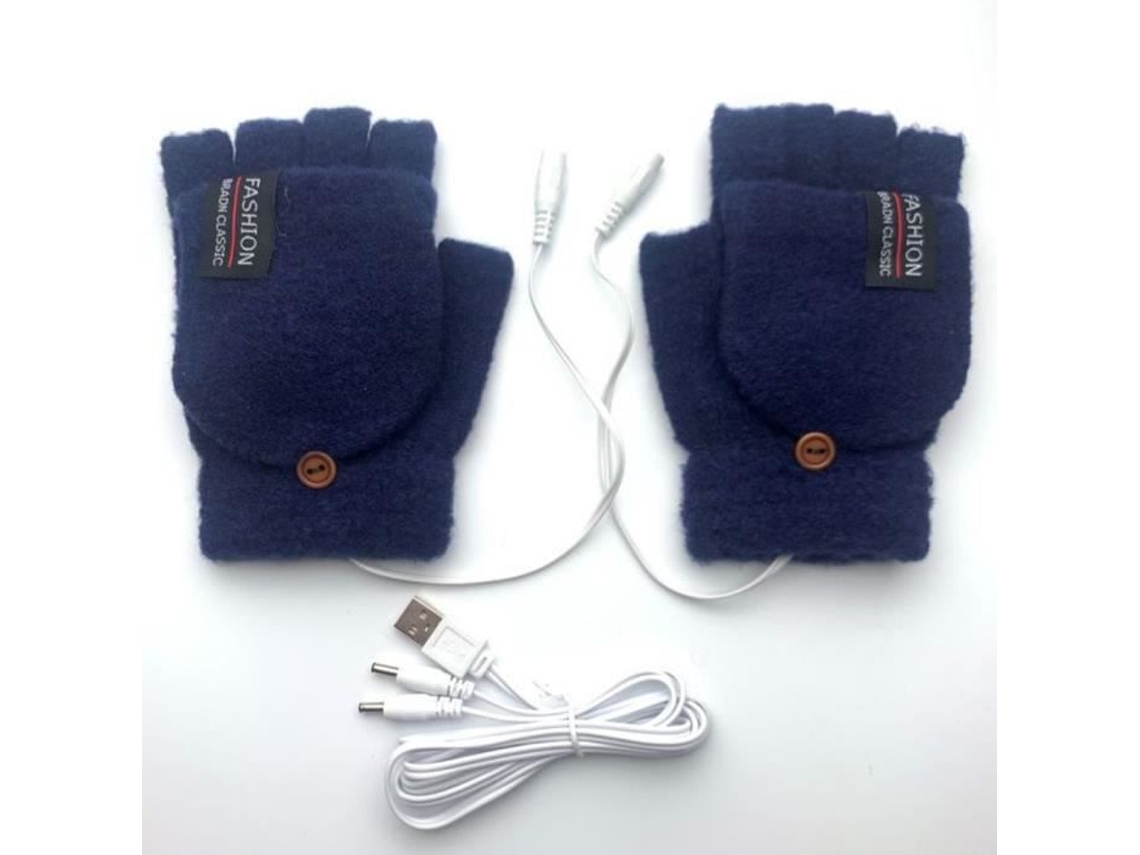 Luva de Tela de Toque Azul Marinho Luvas Aquecidas de Malha Usb Luva Aquecida Elétrica Dedo Inteiro e Meio Novo Coll YWEI
