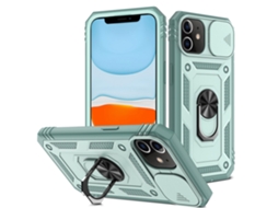 Suporte Casa Slide Câmara Para Iphone 12 Pele Sintética Verde