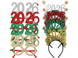 Conjunto De 8 Peças De Tiara E Óculos Para Festa De Ano Novo - Adereços Criativos Para Fotos.