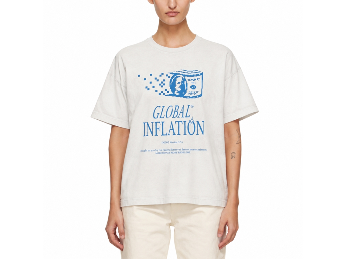 Rockinstone Global Inflation Obstacle White T-shirt Unique Designer Style