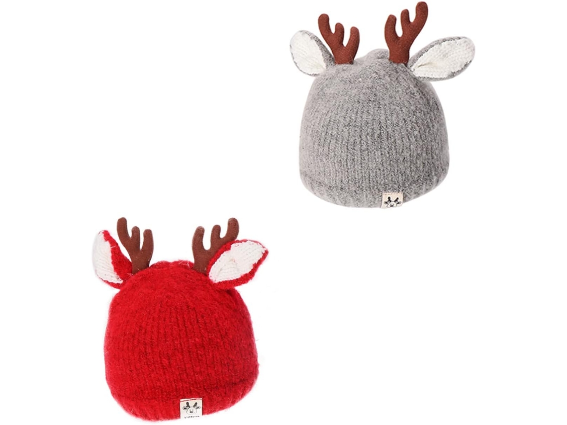 Conjunto De 2 Gorros De Inverno Confortáveis Com Estampa De Veado Para Meninos.
