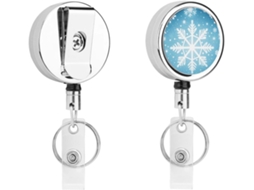 Porta Crachá Decorativo Retrátil Compacto E Leve Em Metal Com Clipe E Chaveiro, Ideal Enfermeiros, Professores E