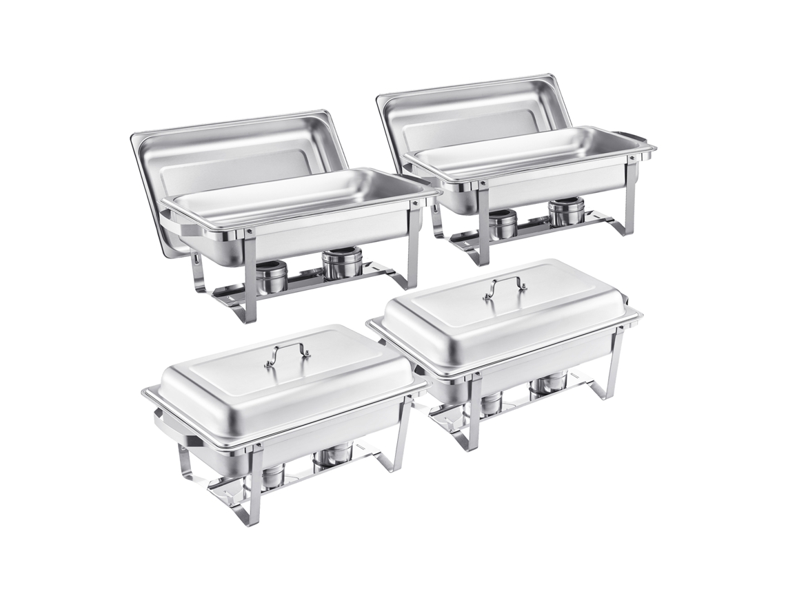 Conjunto de 4 pratos para aquecer alimentos em aço inox S/MARCA