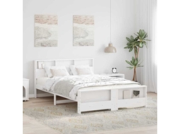 Vidaxl Estrutura Da Cama Branco 140 X 200 Cm Madeira De Pinho Maciço