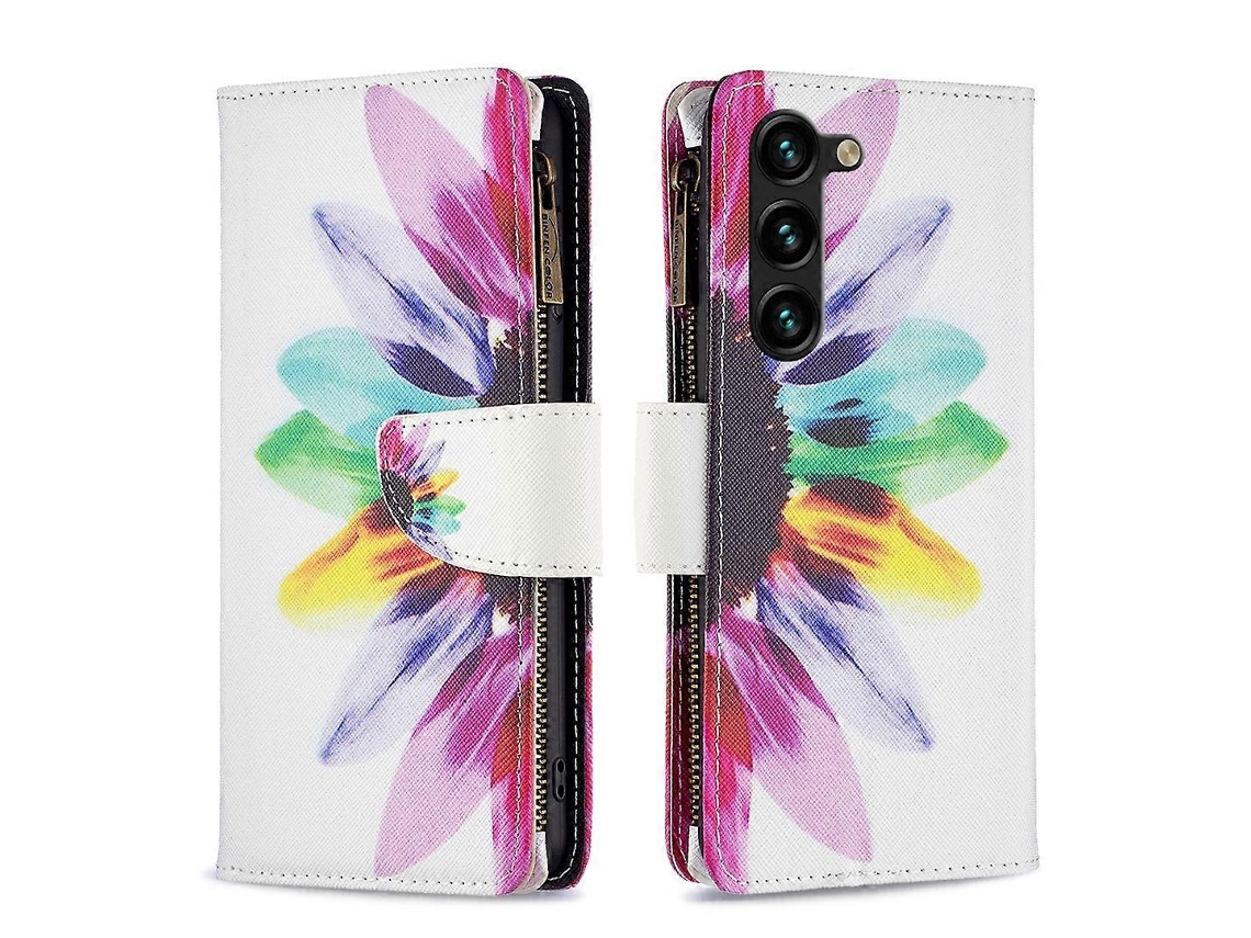 Capa De Couro Com Zíper E Estampa De Desenho Colorido Para Samsung Galaxy S23+ 5g
