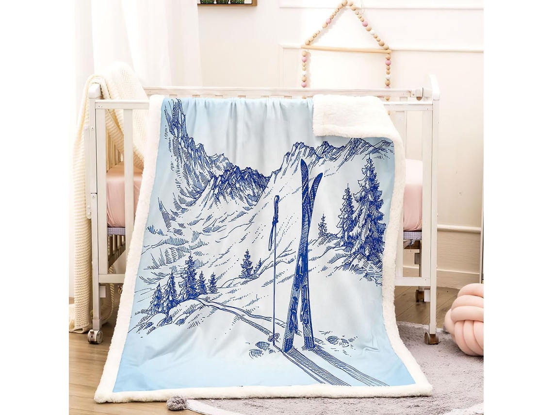 Manta com Estampa Abstrata de Snowb em Microfibra 70x100cm