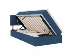 Conjunto 1 Cama Moderna Com Armazenamento Vidaxl Azul Poliéster (90 X 200 Cm)