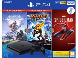 Consola PS4 Slim + Horizon Zero Dawn + Ratchet & Clank + Spider-man (500 GB)