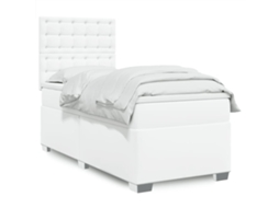 Cama Com Molas/colchão 90x190 Cm Couro Artificial Branco