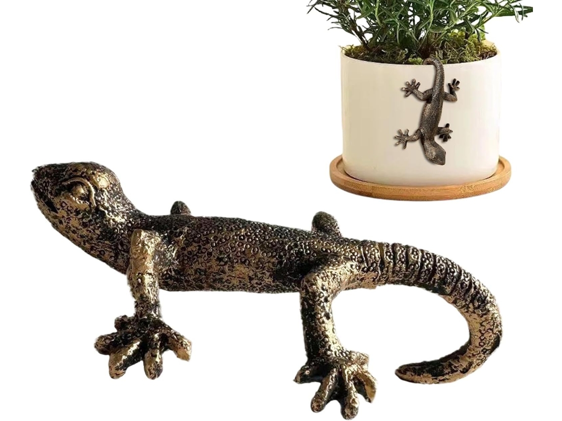 Estátua Engraçada de Animal Lagartixa Apitosa Abraçadora, Lagartixa Apitosa Abraçadora Estatuetas de Resina com CHABERLU