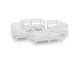 8 Pcs Conjunto Lounge de Jardim Pinho Maciço Branco MAISON EXCLUSIVE