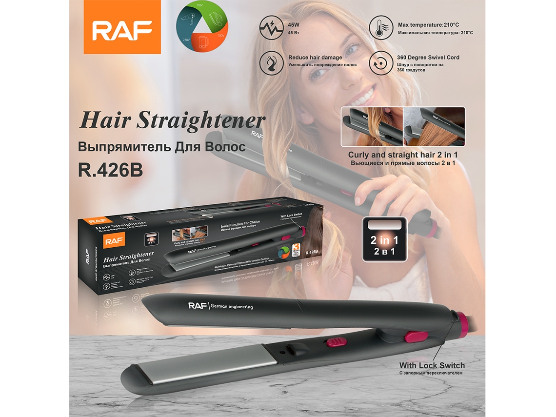 Euro Gauge Talas de Aquecimento para Alisar o Cabelo Lcd Curling Portátil Home Volume Multi Função Curling Stick MDUG (preto)