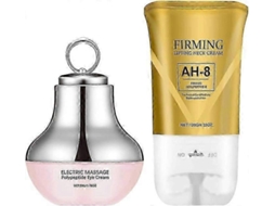 Kit de creme revitalizante para pele e olhos com massagem elétrica para suavizar a pele.