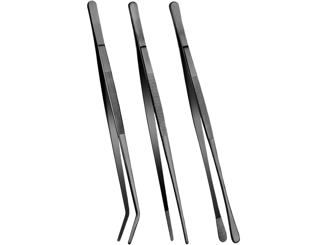 Conjunto de 3 Pinças de Churrasco Práticas e Resistentes ao Calor, Pinças de Cozinha Longas e Confortáveis, Acessórios
