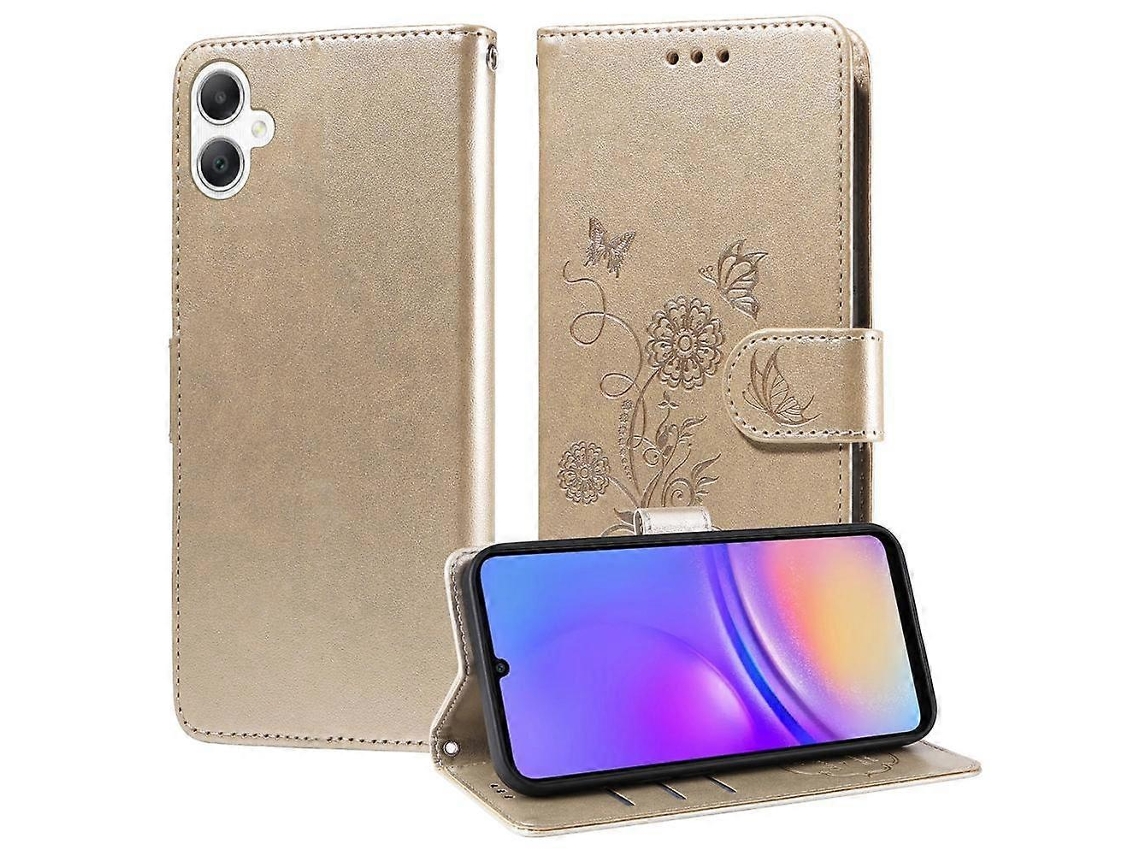 Capa De Couro Para Celular Com Flores De Borboleta Em Relevo