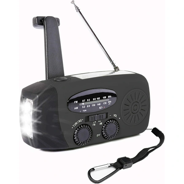 Rádio Portátil de Emergência, Manivela com Células Solares, Meteorológico com Receptor Am/fm, Carregador Usb para Celular AQUAFORGE