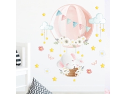 Rebe calcomanías de Pared Removibles Con Globo Aéreo, Flores, Nubes Y Elefante para Sala, Oficina, Dormitorio Y Cocina