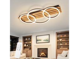 Luminária De Teto Led Regulável De Madeira Com 3 Anéis, 46 W, Moderna, 70 Cm, Para Sala De Estar Nettlife