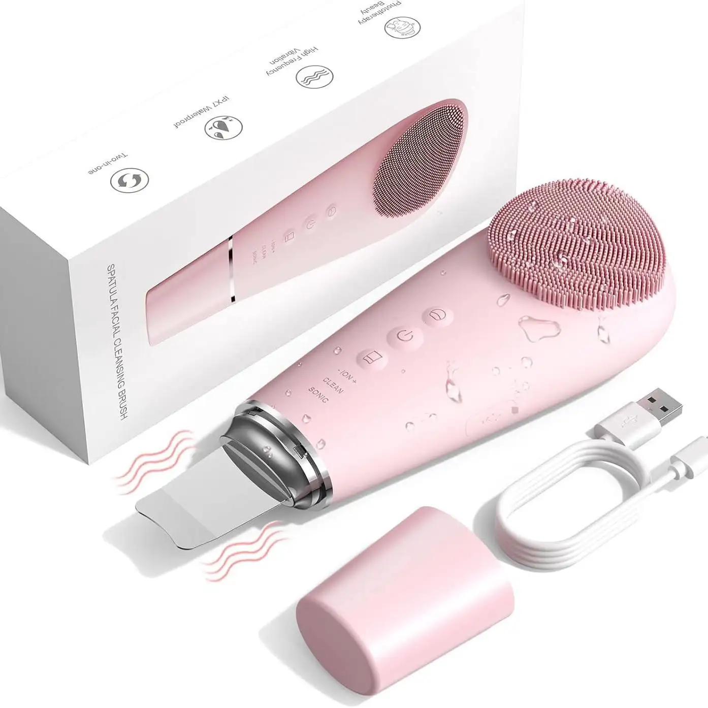 Escova De Limpeza Facial Multifuncional Elétrica 2 Em 1 (rosa)