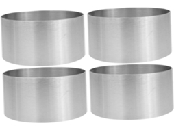 Conjunto de 4 aros redondos de aço inoxidável para assar e fazer mousses.