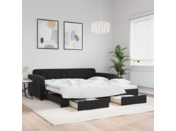 Vidaxl Sofá-cama Com Gavetão E Gavetas 100x200 Cm Veludo Preto