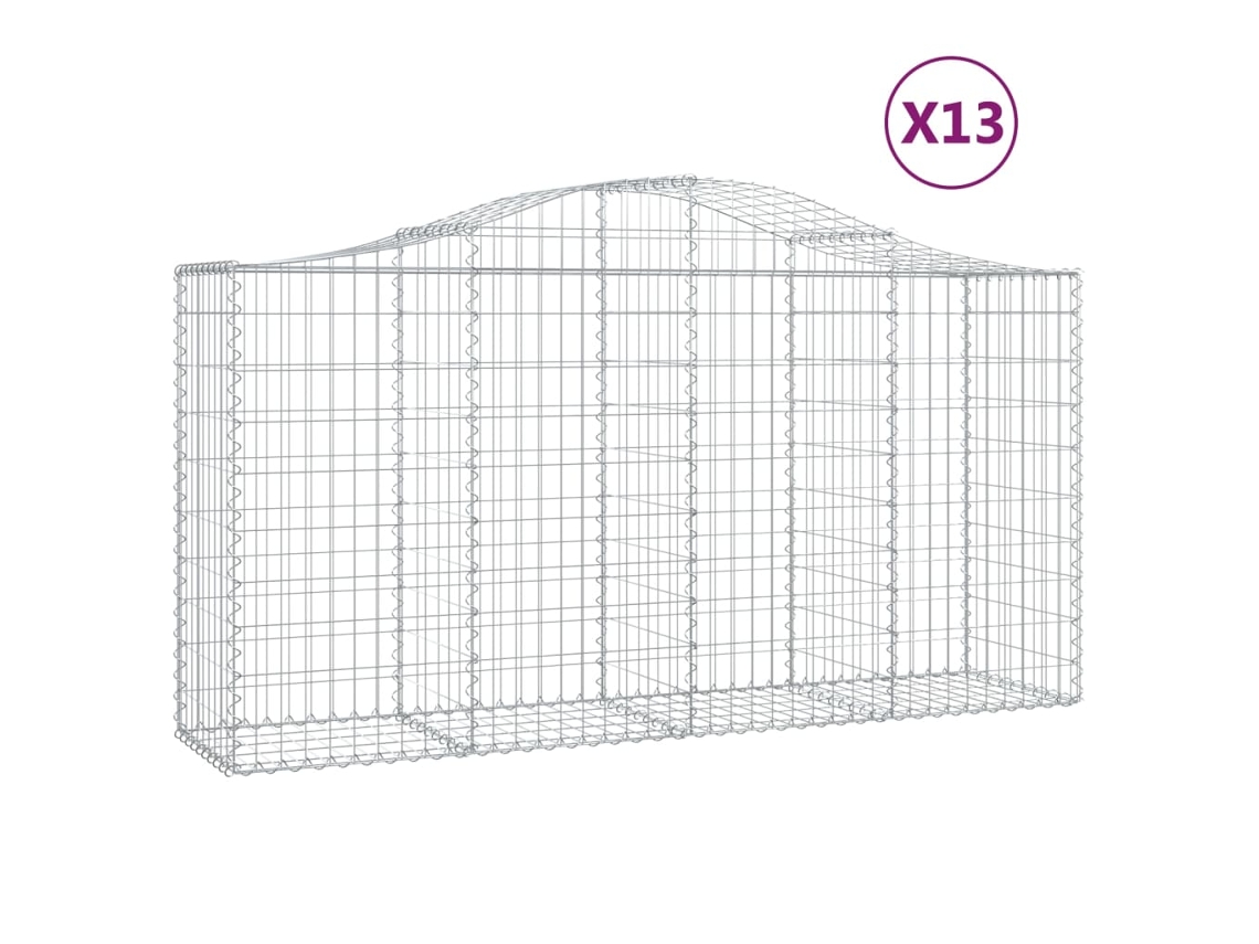 Gabion Basket, Gabion Baskets Vidaxl Prateado Ferro (200 X 50 X 100/120 Cm)