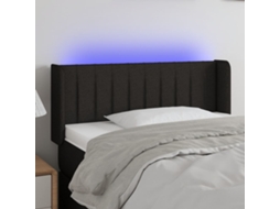 Vidaxl Cabeceira De Cama C/ Luzes Led Tecido 93x16x78/88 Cm Preto