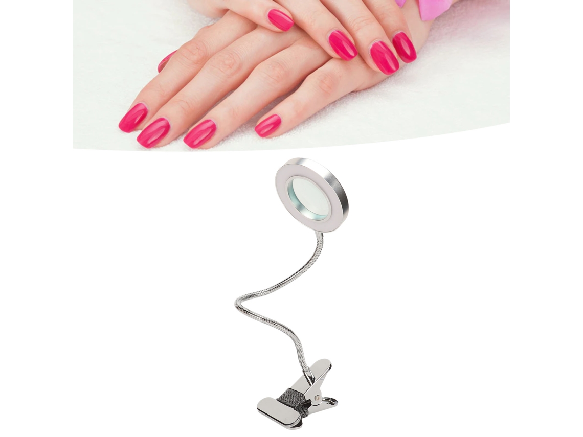 Luminária De Mesa Led Com Mangueira Metálica Flexível, Luz Branca Fria E Lupa Com Presilha, Portátil E Ajustável Para Estudo, Escr Aquaforge