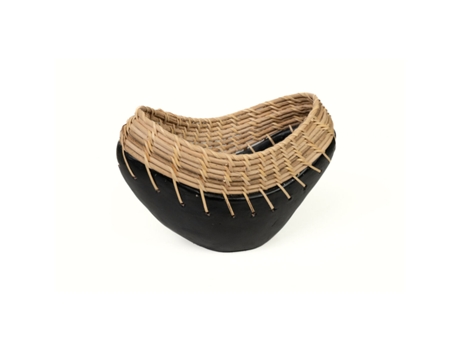 Vaso ROMIMEX Preto Natural Cerâmica Rotim 12 x 15 x 25 cm
