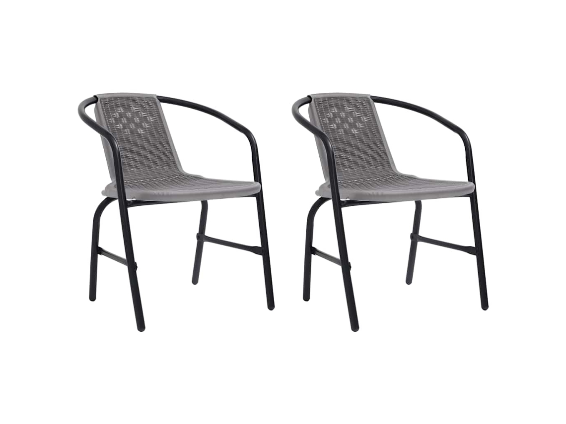 Vidaxl Cadeiras De Jardim 2 Pcs Vime Plástico E Aço 110 Kg