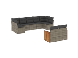 Conjunto de 9 Sofás para Jardim com Almofadões Vime Pe Cinzento MAISON EXCLUSIVE (90x200 cm)