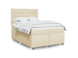 Vidaxl Cama com Molas/colchão 140x190 Cm Tecido Cor Creme