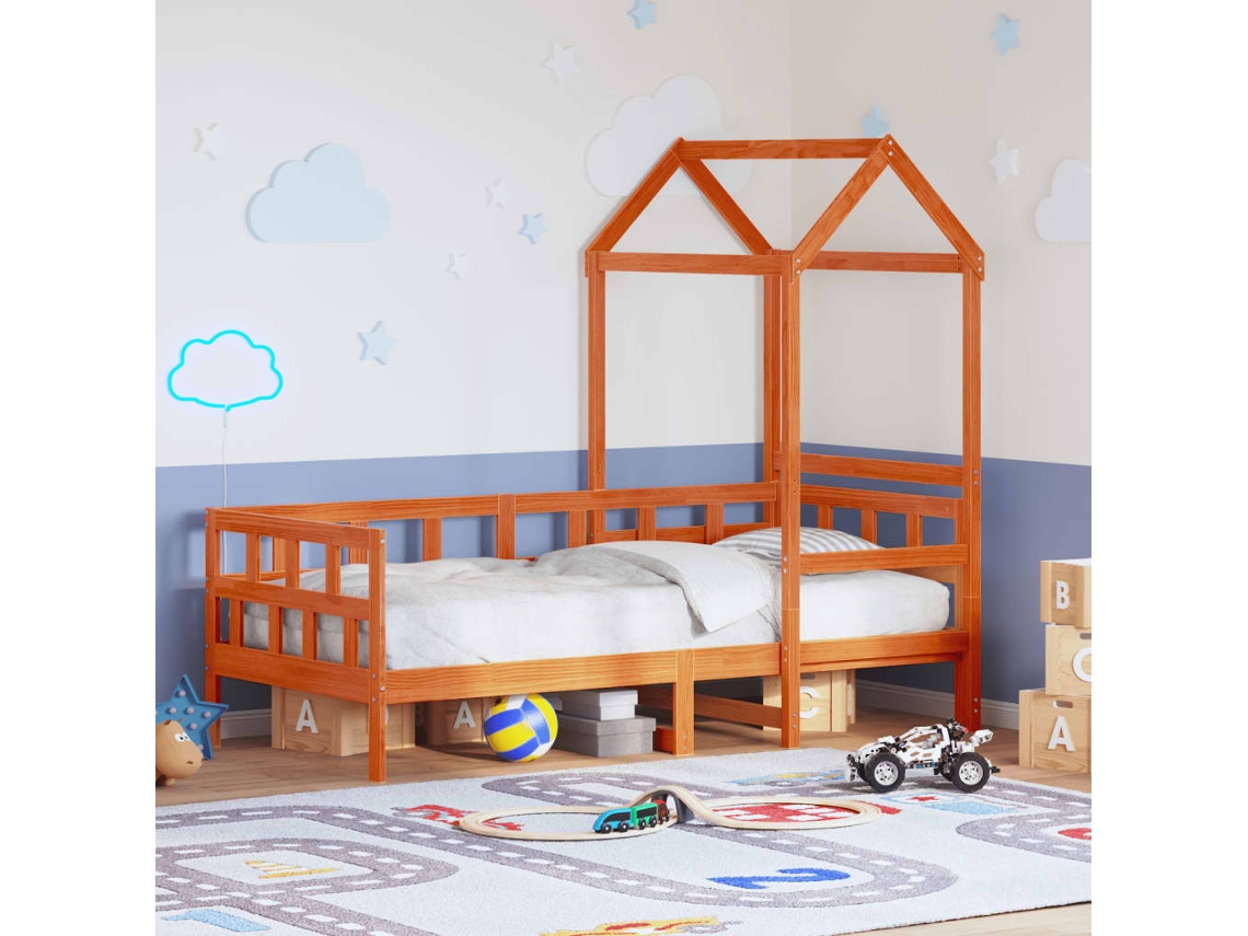 Sofá-cama Com Telhado 90x200 Cm Pinho Maciço Castanho-mel