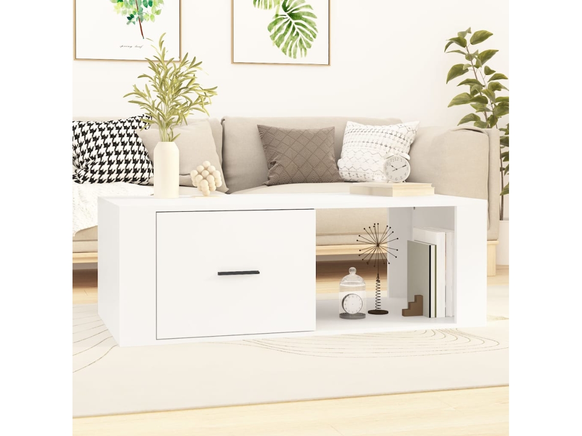 Vidaxl Mesa De Centro 100x50,5x35 Cm Derivados De Madeira Branco