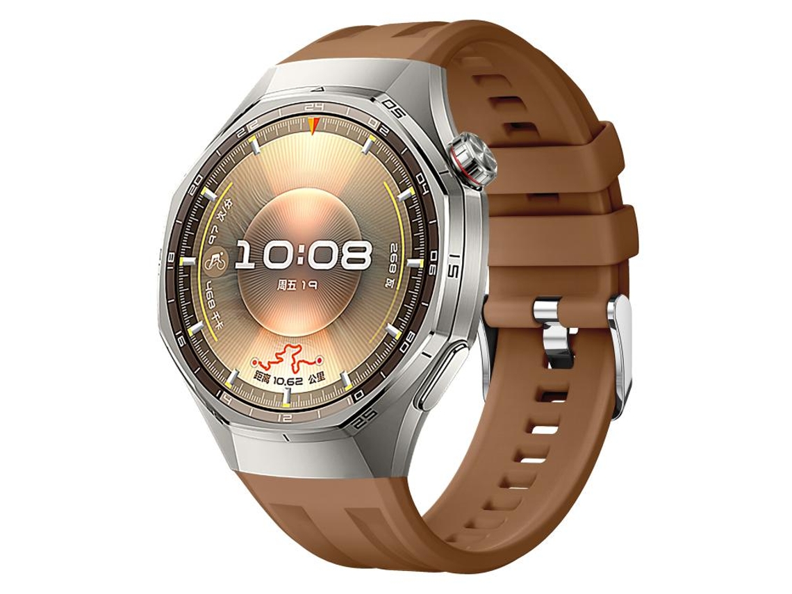 Bracelete para Huawei Watch Gt 6 Pro Silicone Cor Sólida Fivela de Aço Prateada Marrom XIAOMOYU