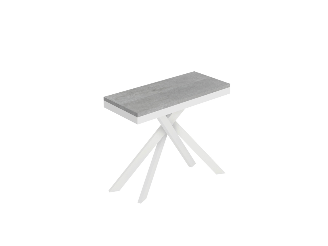 Console Extensível 90X40/196 Cm Saki Small Evolution Moldura de Concreto Branco ITAMOBY