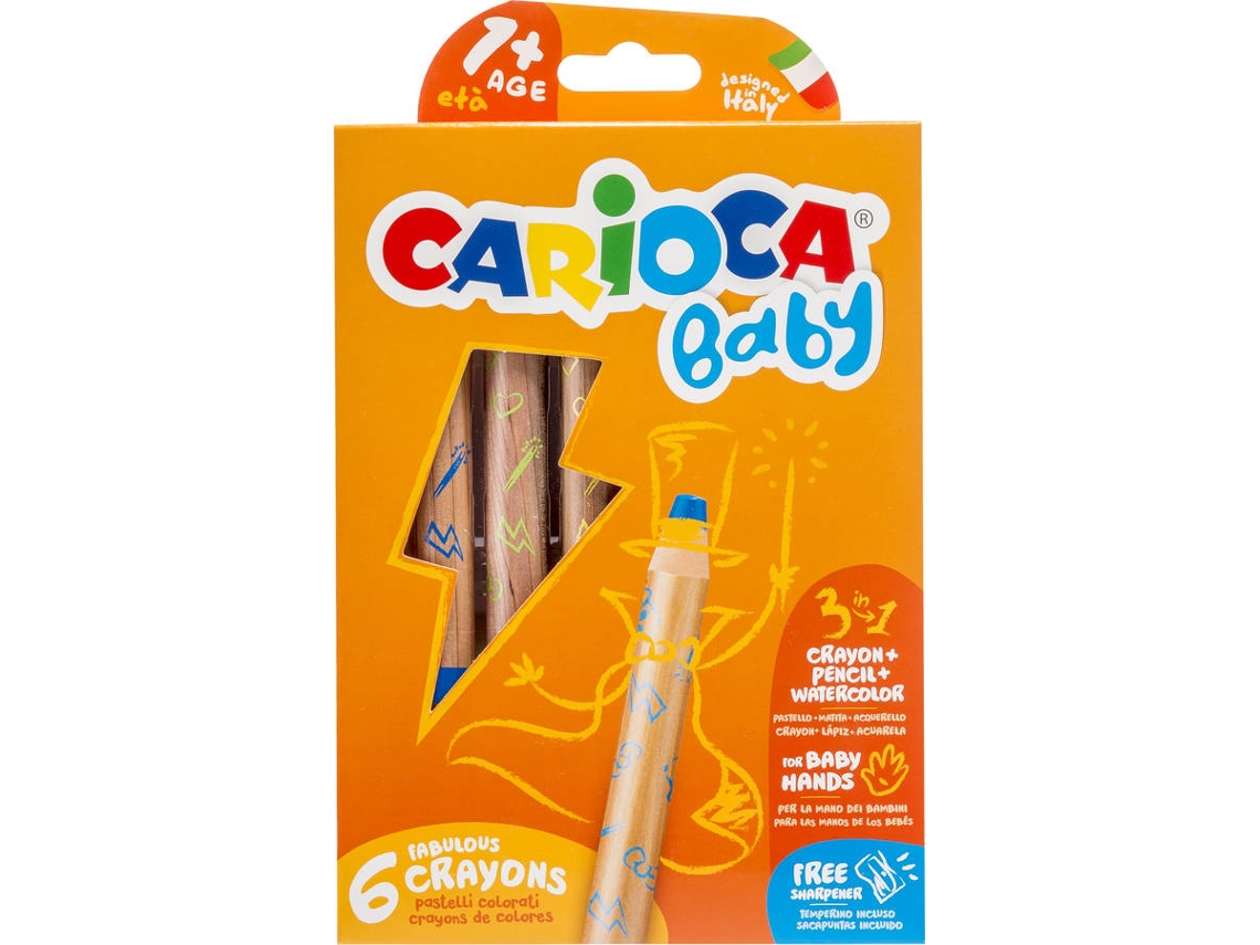 Lápis de Cera CARIOCA Baby 3 em 1 (6 Unidades)