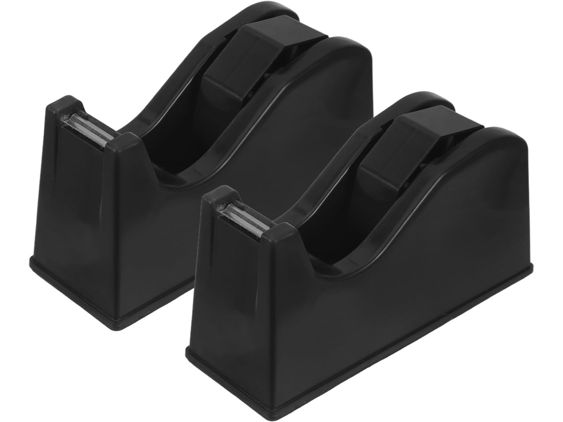 Dispensador De Fita Adesiva Luxshiny Preto Para Escritório Com Base Antiderrapante E Recarga Rápida, Pacote Com 2 Unidades