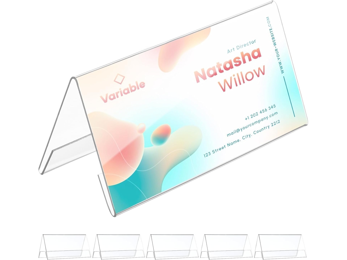 Conjunto De 6 Placas Multifuncionais Transparentes Em Acrílico Para Identificação Assentos, Ideais Para Escritórios E