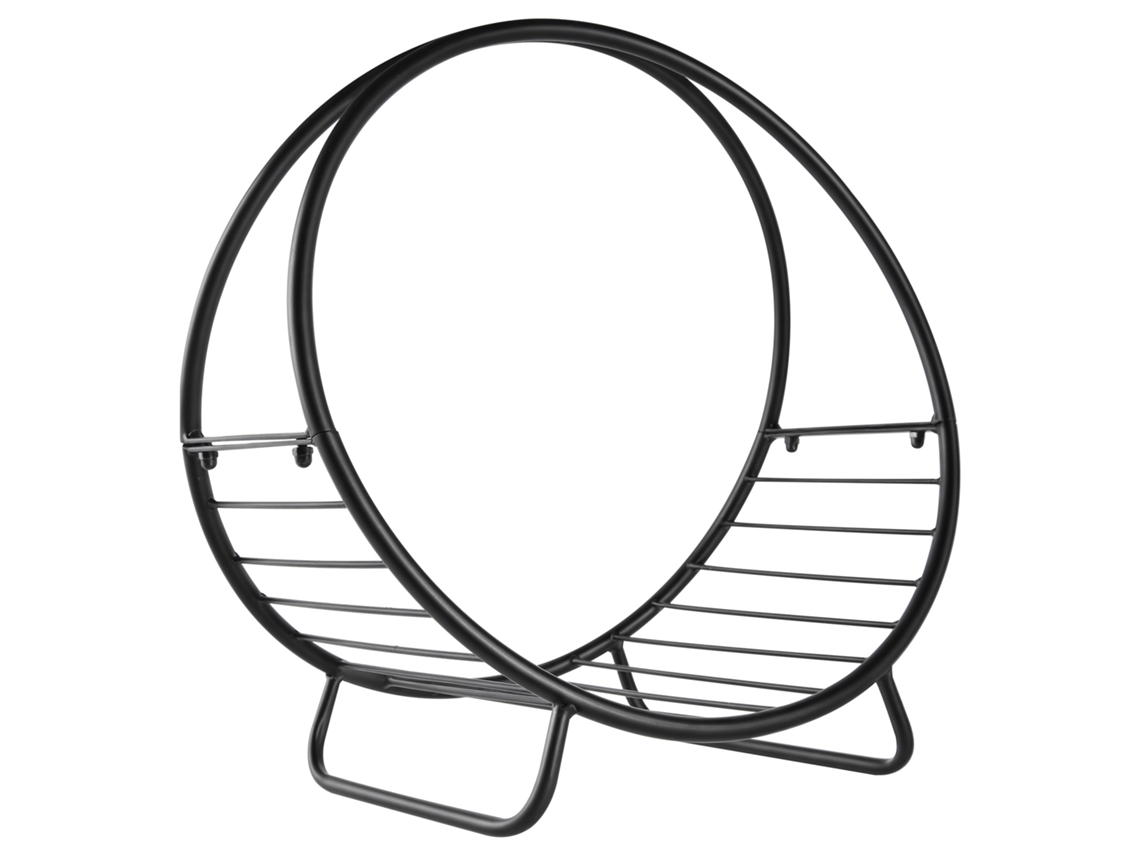 Suporte Para Lenha De Metal Para Lareira, Para Uso Interno E Externo, Em Formato De Cesta, 45x29,5x47cm, Preto.