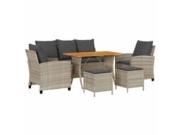 Conjunto de 6 Sofás de Jardim com Almofadões em Vime Cinzento Claro MAISON EXCLUSIVE