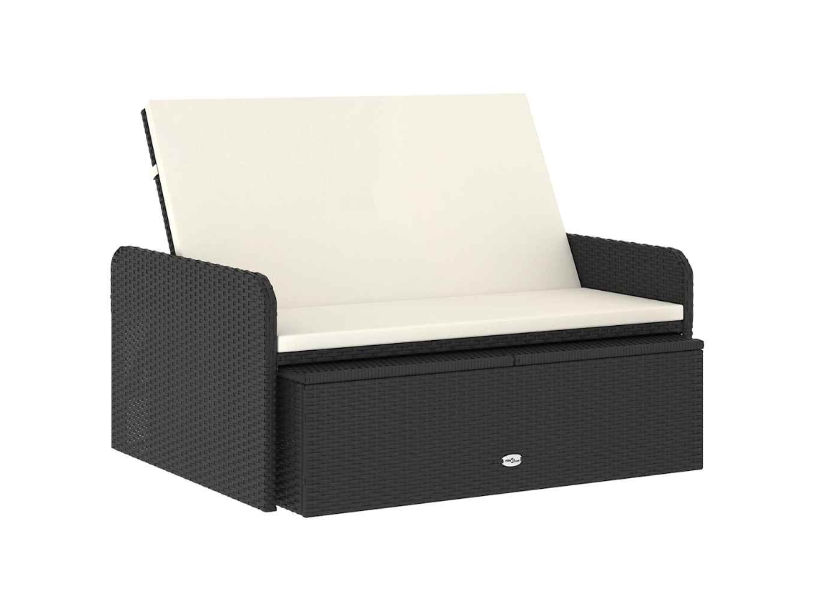 Maison Exclusive - 2 Pcs Conjunto Lounge De Jardim C/ Almofadões Vime Pe Preto
