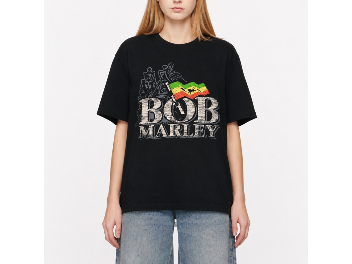 Bob Marley Distress Logo T-shirt Classic Unisex Adults Size:xl