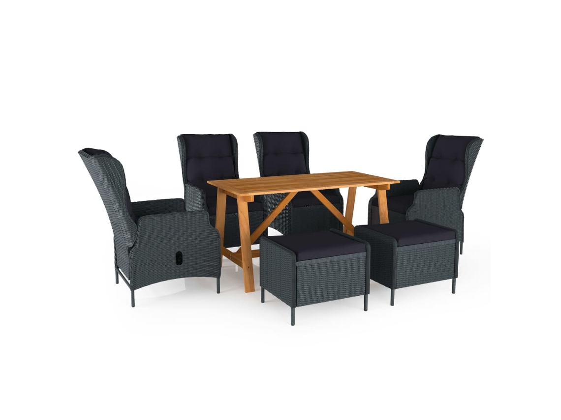 Vidaxl 7 Pcs Conjunto De Jantar Para Jardim Cinzento-escuro