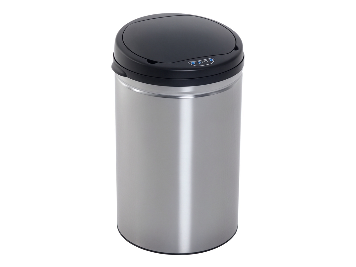 Balde de lixo inteligente S/MARCA de aço inox com sensor infravermelho, 30l, prata/preto 30,5x51,5cm